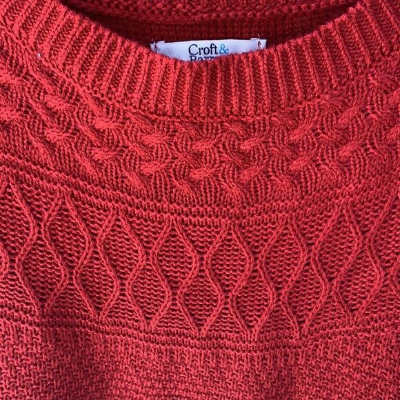 Croft & Barrow Women XL Cable Yolk Pullover Sweater  Holiday Delicious Apple Red - Picture 5 of 13
